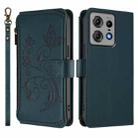 For Motorola Edge 50 Pro 5G Curved Butterfly Love Flower Multi-card Zipper Wallet Leather Phone Case(Dark Green) - 2