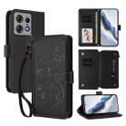 For Motorola Edge 50 Pro 5G Curved Butterfly Love Flower Multi-card Zipper Wallet Leather Phone Case(Black) - 1