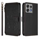 For Motorola Edge 50 Pro 5G Curved Butterfly Love Flower Multi-card Zipper Wallet Leather Phone Case(Black) - 2