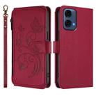 For Motorola Moto G24 Power India Butterfly Love Flower Multi-card Zipper Wallet Leather Phone Case(Wine Red) - 2