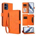 For Motorola Moto G24 Power India Butterfly Love Flower Multi-card Zipper Wallet Leather Phone Case(Orange) - 1