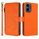 For Motorola Moto G24 Power India Butterfly Love Flower Multi-card Zipper Wallet Leather Phone Case(Orange) - 2