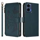 For Motorola Moto G24 Power India Butterfly Love Flower Multi-card Zipper Wallet Leather Phone Case(Dark Green) - 2