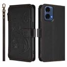 For Motorola Moto G24 Power India Butterfly Love Flower Multi-card Zipper Wallet Leather Phone Case(Black) - 2