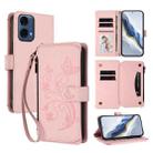 For Motorola Moto G24 Power India Butterfly Love Flower Multi-card Zipper Wallet Leather Phone Case(Pink) - 1