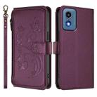 For Motorola Moto G Play 5G 2024 Butterfly Love Flower Multi-card Zipper Wallet Leather Phone Case(Dark Purple) - 2