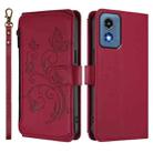 For Motorola Moto G Play 5G 2024 Butterfly Love Flower Multi-card Zipper Wallet Leather Phone Case(Wine Red) - 2