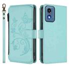 For Motorola Moto G Play 5G 2024 Butterfly Love Flower Multi-card Zipper Wallet Leather Phone Case(Mint Green) - 2
