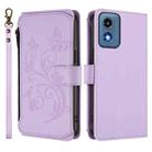 For Motorola Moto G Play 5G 2024 Butterfly Love Flower Multi-card Zipper Wallet Leather Phone Case(Light Purple) - 2