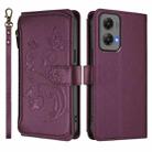 For Motorola Moto G Stylus 5G 2024 Butterfly Love Flower Multi-card Zipper Wallet Leather Phone Case(Dark Purple) - 2