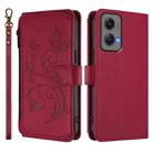 For Motorola Moto G Stylus 5G 2024 Butterfly Love Flower Multi-card Zipper Wallet Leather Phone Case(Wine Red) - 2