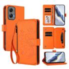 For Motorola Moto G Stylus 5G 2024 Butterfly Love Flower Multi-card Zipper Wallet Leather Phone Case(Orange) - 1