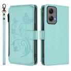 For Motorola Moto G Stylus 5G 2024 Butterfly Love Flower Multi-card Zipper Wallet Leather Phone Case(Mint Green) - 2
