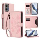 For Motorola Moto G Stylus 5G 2024 Butterfly Love Flower Multi-card Zipper Wallet Leather Phone Case(Pink) - 1