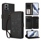 For Motorola Moto G34 Global Butterfly Love Flower Multi-card Zipper Wallet Leather Phone Case(Black) - 1