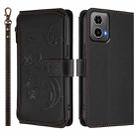 For Motorola Moto G34 Global Butterfly Love Flower Multi-card Zipper Wallet Leather Phone Case(Black) - 2
