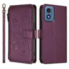 For Motorola Moto G Play 4G 2024 Butterfly Love Flower Multi-card Zipper Wallet Leather Phone Case(Dark Purple) - 2