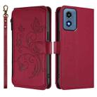 For Motorola Moto G Play 4G 2024 Butterfly Love Flower Multi-card Zipper Wallet Leather Phone Case(Wine Red) - 2