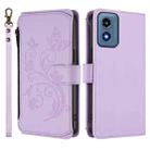 For Motorola Moto G Play 4G 2024 Butterfly Love Flower Multi-card Zipper Wallet Leather Phone Case(Light Purple) - 2