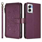 For Motorola Moto G Power 5G 2024 Butterfly Love Flower Multi-card Zipper Wallet Leather Phone Case(Dark Purple) - 2