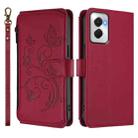 For Motorola Moto G Power 5G 2024 Butterfly Love Flower Multi-card Zipper Wallet Leather Phone Case(Wine Red) - 2