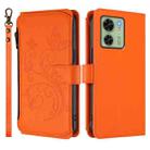 For Motorola Edge 40 5G Global Butterfly Love Flower Multi-card Zipper Wallet Leather Phone Case(Orange) - 2