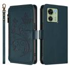 For Motorola Edge 40 5G Global Butterfly Love Flower Multi-card Zipper Wallet Leather Phone Case(Dark Green) - 2