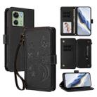 For Motorola Edge 40 5G Global Butterfly Love Flower Multi-card Zipper Wallet Leather Phone Case(Black) - 1