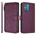 For Motorola Edge 40 Neo 5G Butterfly Love Flower Multi-card Zipper Wallet Leather Phone Case(Dark Purple) - 2