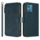 For Motorola Edge 40 Neo 5G Butterfly Love Flower Multi-card Zipper Wallet Leather Phone Case(Dark Green) - 2