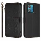 For Motorola Edge 40 Neo 5G Butterfly Love Flower Multi-card Zipper Wallet Leather Phone Case(Black) - 2