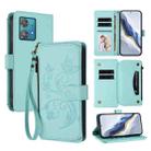 For Motorola Edge 40 Neo 5G Butterfly Love Flower Multi-card Zipper Wallet Leather Phone Case(Mint Green) - 1