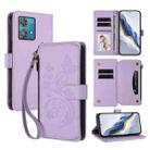 For Motorola Edge 40 Neo 5G Butterfly Love Flower Multi-card Zipper Wallet Leather Phone Case(Light Purple) - 1