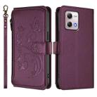 For Motorola Moto G Stylus 2023 4G Butterfly Love Flower Multi-card Zipper Wallet Leather Phone Case(Dark Purple) - 2