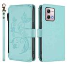 For Motorola Moto G Stylus 2023 4G Butterfly Love Flower Multi-card Zipper Wallet Leather Phone Case(Mint Green) - 2
