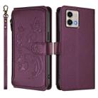 For Motorola Moto G Stylus 5G 2023 Butterfly Love Flower Multi-card Zipper Wallet Leather Phone Case(Dark Purple) - 2