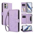 For Motorola Moto G Stylus 5G 2023 Butterfly Love Flower Multi-card Zipper Wallet Leather Phone Case(Light Purple) - 1