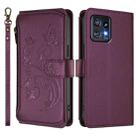 For Motorola Edge+ 2023 / Edge 40 Pro 5G Butterfly Love Flower Multi-card Zipper Wallet Leather Phone Case(Dark Purple) - 2