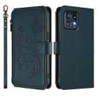 For Motorola Edge+ 2023 / Edge 40 Pro 5G Butterfly Love Flower Multi-card Zipper Wallet Leather Phone Case(Dark Green) - 2