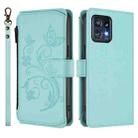 For Motorola Edge+ 2023 / Edge 40 Pro 5G Butterfly Love Flower Multi-card Zipper Wallet Leather Phone Case(Mint Green) - 2