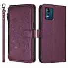 For Motorola Moto E13 2023 4G Butterfly Love Flower Multi-card Zipper Wallet Leather Phone Case(Dark Purple) - 2