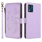 For Motorola Moto E13 2023 4G Butterfly Love Flower Multi-card Zipper Wallet Leather Phone Case(Light Purple) - 2