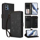 For Motorola Moto G 5G 2023 Global Butterfly Love Flower Multi-card Zipper Wallet Leather Phone Case(Black) - 1