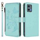 For Motorola Moto G 5G 2023 Global Butterfly Love Flower Multi-card Zipper Wallet Leather Phone Case(Mint Green) - 2
