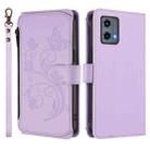 For Motorola Moto G 5G 2023 Global Butterfly Love Flower Multi-card Zipper Wallet Leather Phone Case(Light Purple) - 2