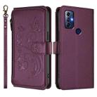 For Motorola Moto G Play 2023 Butterfly Love Flower Multi-card Zipper Wallet Leather Phone Case(Dark Purple) - 2