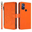 For Motorola Moto G Play 2023 Butterfly Love Flower Multi-card Zipper Wallet Leather Phone Case(Orange) - 2
