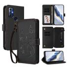 For Motorola Moto G Play 2023 Butterfly Love Flower Multi-card Zipper Wallet Leather Phone Case(Black) - 1