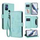 For Motorola Moto G Play 2023 Butterfly Love Flower Multi-card Zipper Wallet Leather Phone Case(Mint Green) - 1