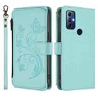 For Motorola Moto G Play 2023 Butterfly Love Flower Multi-card Zipper Wallet Leather Phone Case(Mint Green) - 2